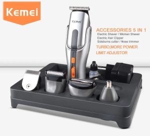 Kemei KM-680A Rechargeable Professional 8 in 1 Cordless Hair Beard Trimmer Clipper for Men