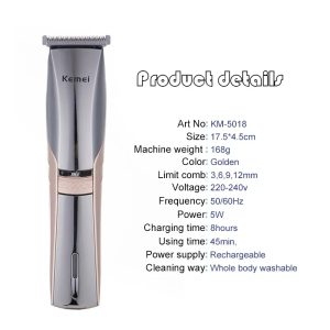 Kemei KM-5018 Electric Hair Clipper Hair Cutting Machine Rechargeable Trimmer