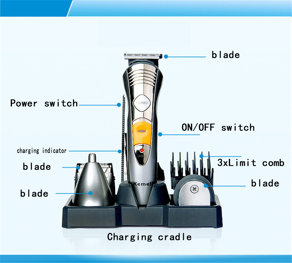 Kemei KM-580A 7 IN 1 Electric Rechargeable Hair Trimmer.